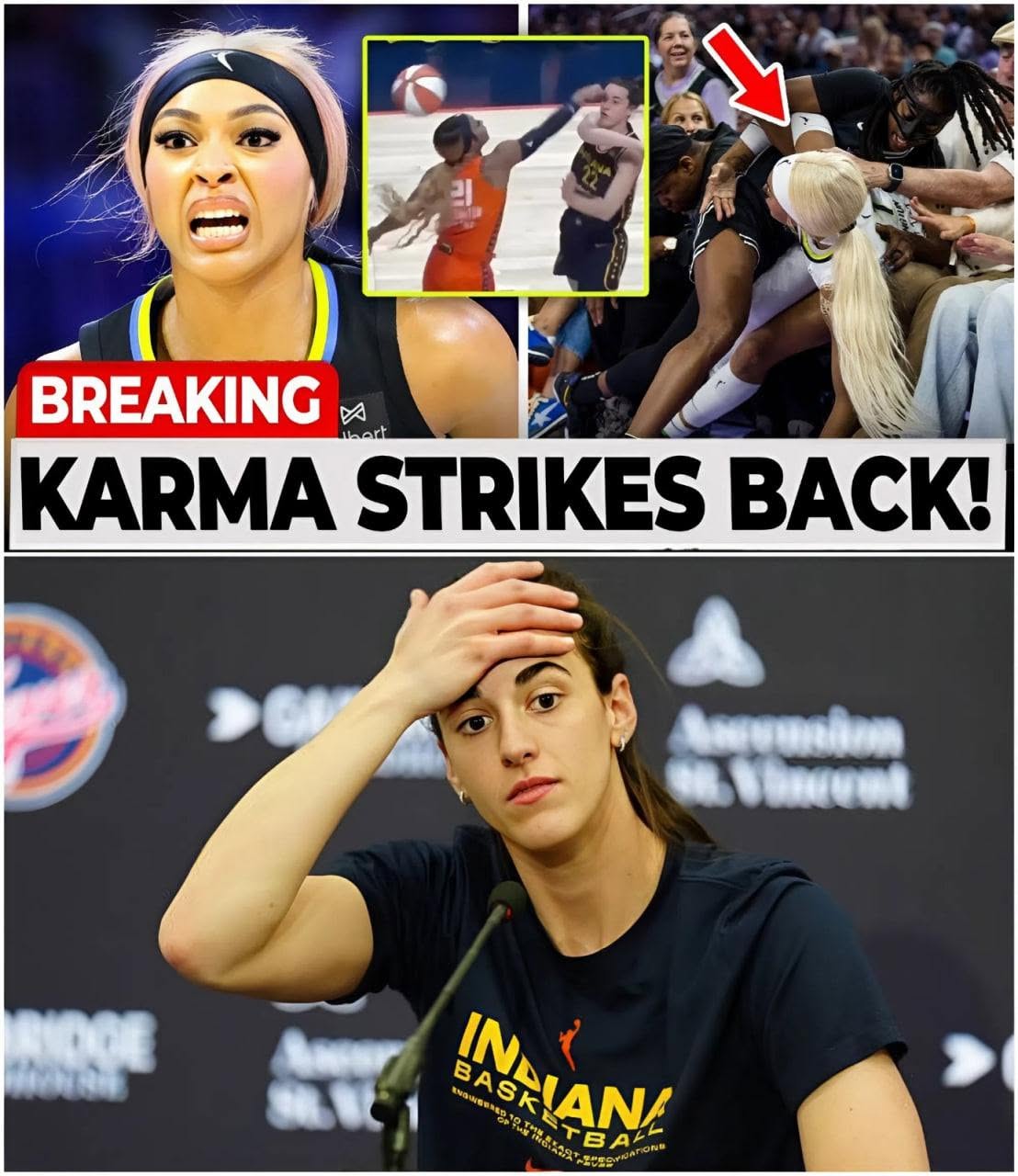 “SHE REACHED FOR HER EYE — AND THE ARENA JUST WATCHED.” CAITLIN CLARK–DIJONAI CARRINGTON DRAMA ERUPTS AGAIN AS ONE MOMENT SENDS WNBA FANS INTO A FRENZY
