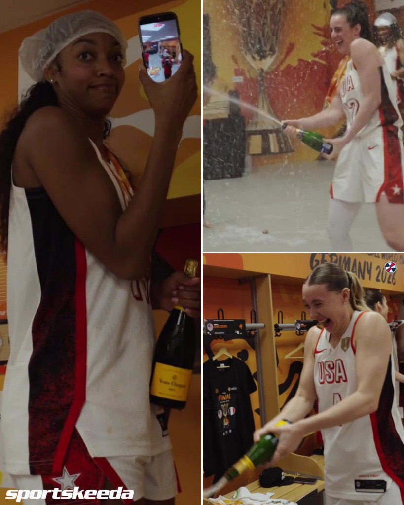Angel Reese, Caitlin Clark and Paige Bueckers are CELEBRATING TOGETHER as WORLD CHAMPIONS! 🥹🥇🇺🇸