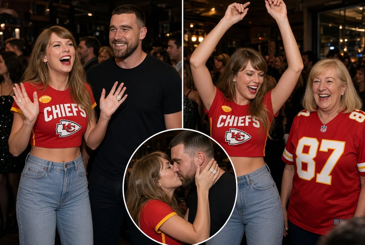 TAYLOR SWIFT, TRAVIS KELCE AND THEIR FAMILIES REPORTEDLY LIGHT UP PRIVATE CHIEFS VICTORY PARTY — BUT ONE CELEBRATION MOMENT HAS FANS TALKING