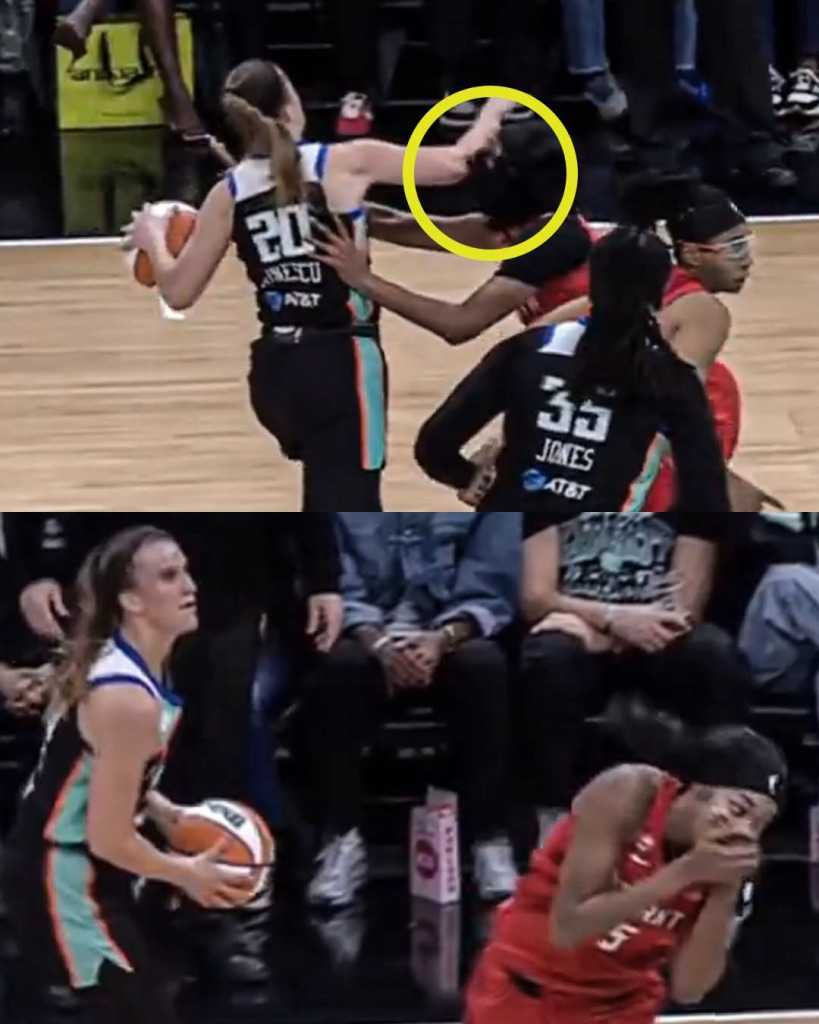 🚨 WNBA SCARE: ANGEL REESE TAKES AN ELBOW TO THE FACE — SABRINA IONESCU ASSESSED A FLAGRANT 1 AS REESE HEADS TO THE LOCKER ROOM 😳🏀