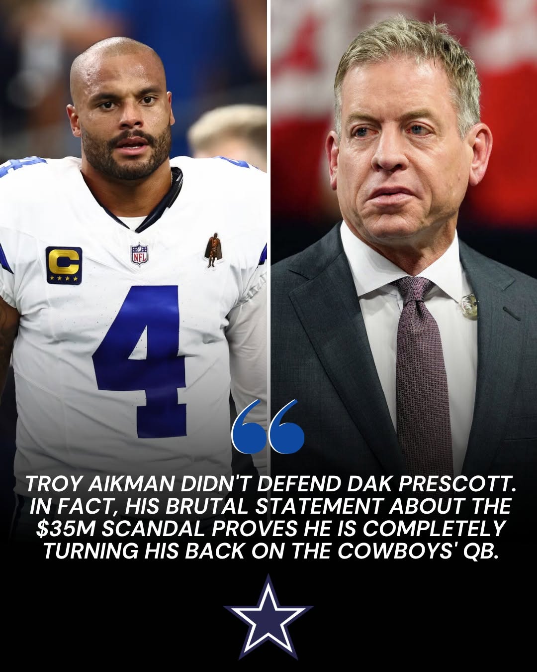 Troy Aikman didn’t defend Dak Prescott. In fact, his brutal statement about the $35M scandal proves he is completely turning his back on the Cowboys’ QB