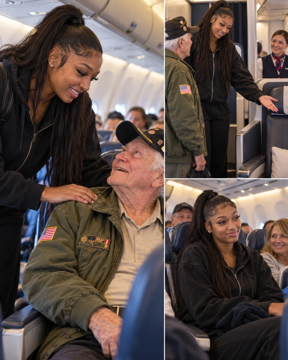🚨 BREAKING NEWS: In this imagined story, at 35,000 feet above the ground, basketball star Angel Reese turned an ordinary flight into a moment passengers would never forget.