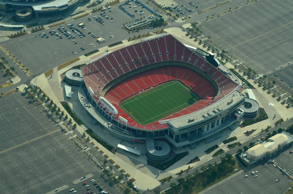 Aerial view of Arrowhead Stadium 08-31-2013 (archival photograph)