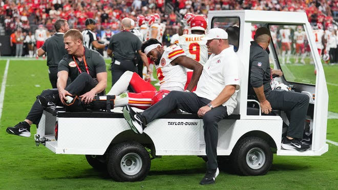 Tyquan Thornton injury update: Chiefs WR suffers brutal ankle injury